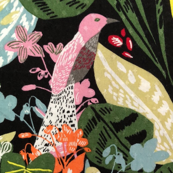 Viscose Bird Top Ruffle Sleeves Print Pattern Soft Jungle Leaves - Picture 2 of 8